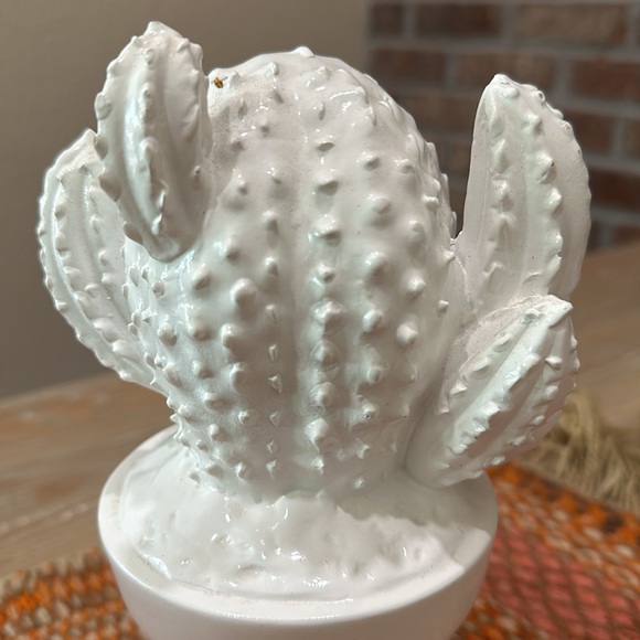 White Ceramic Cactus in Pot - Picture 2 of 7